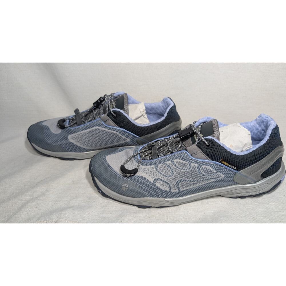 Jack Wolfskin Womens Crosstrail Knit Low Hiking Shoes 8.5 Grey Haze Gorp Blue